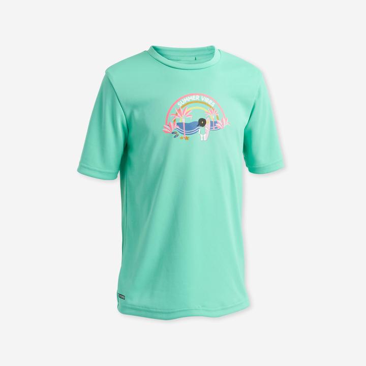 Olaian T-shirt anti UV surf Junior - 100 turquoise (6, 7, 8)