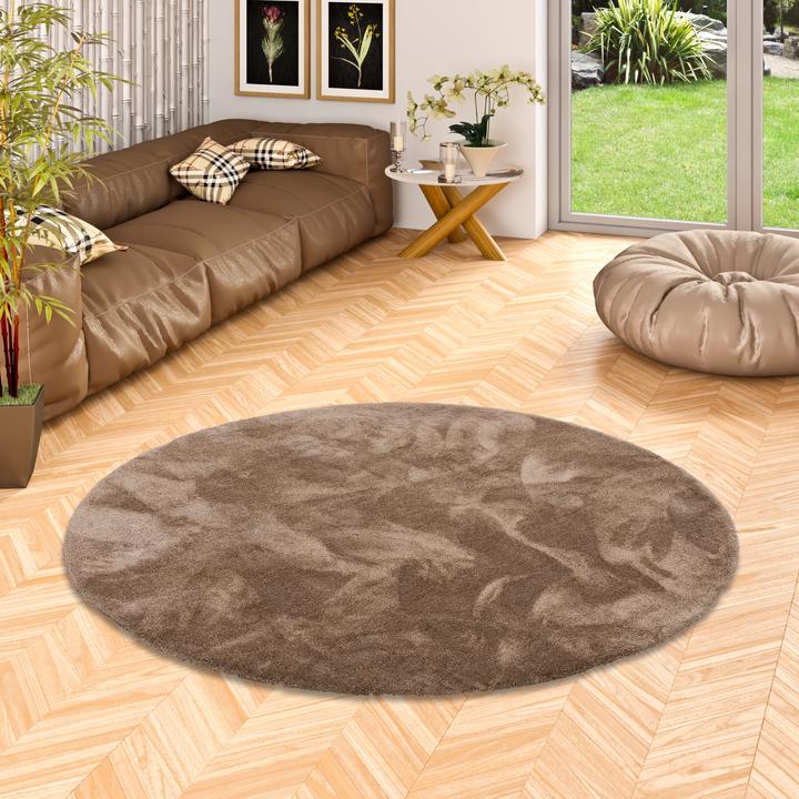 Produktbild Snapstyle Luxus Hochflor Shaggy Teppich Velvet Rund (Ø 100 cm)