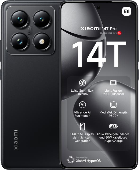 Actual product image Xiaomi 14T Pro + Robot Vacuum X10 Launch Bundle (512 GB, Titan Black, 6.67", Dual SIM, 50 Mpx, 5G)