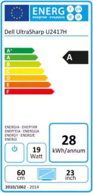 Label énergétique Auctionline.ch Dell UltraSharp U2417H (23.80", 1920 x 1080 pixels)