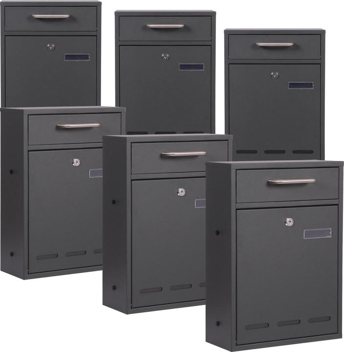 Actual product image Wiltec 2x3 Wall Mounted Letter Box V53 Anthracite Lockable Post Box Mailbox with Viewing Slot