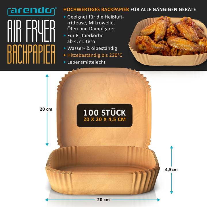 Immagine prodotto Arendo Heissluftfritteuse XXL Airfryer 5,2 L, bis 200 Grad, 3D Umluftsystem, Display, 1800 W, Fritteuse (Spina CH)