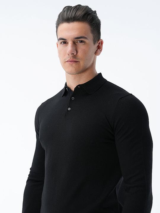 Actual product image Joop! Wool Dondo Polo Shirt Long Sleeve Black (XL)
