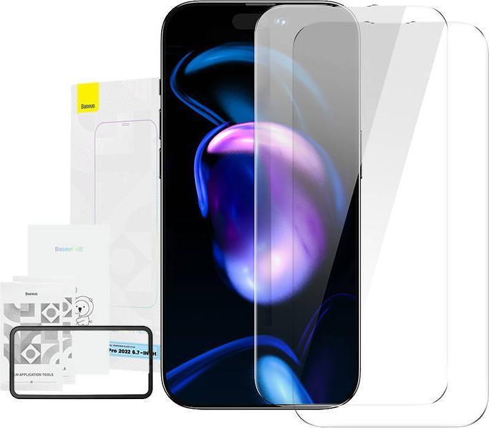 Immagine prodotto Baseus Pellicola EasyStick in vetro temperato Tuttovetro iP14 (Confezione da 2) (2 Pezzo/i, Apple iPhone 14 Pro Max)