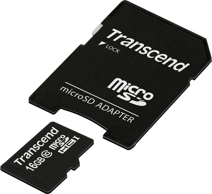 Actual product image Transcend microSDHC Card SDAdapter (16 GB, microSDHC, U1, UHS-I)