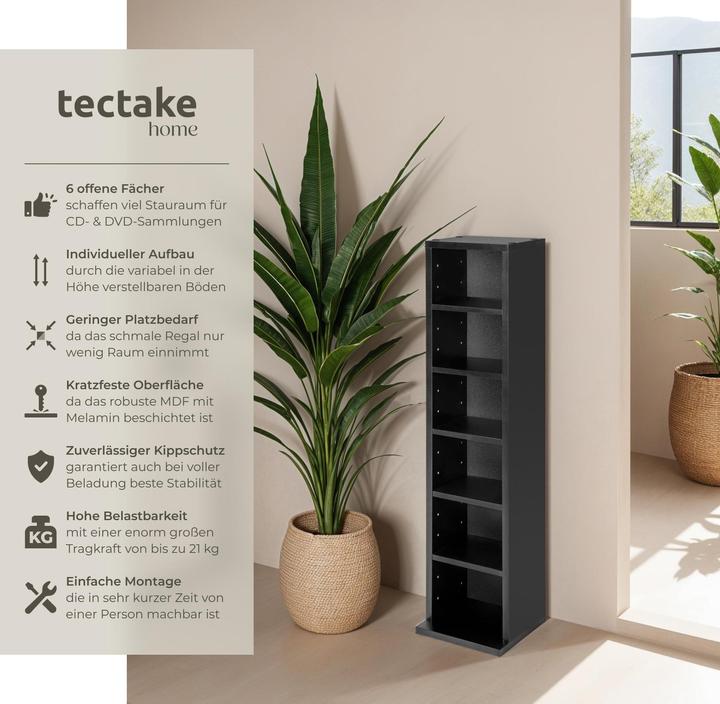 Produktbild tectake CD Standregal (21 x 20 x 90 cm)