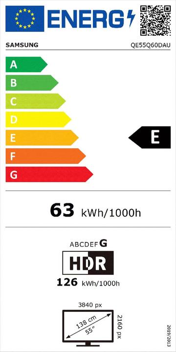 Energie-Label Samsung QE55Q60DAUXXH (55", Q60D, QLED, 4K, 2024)