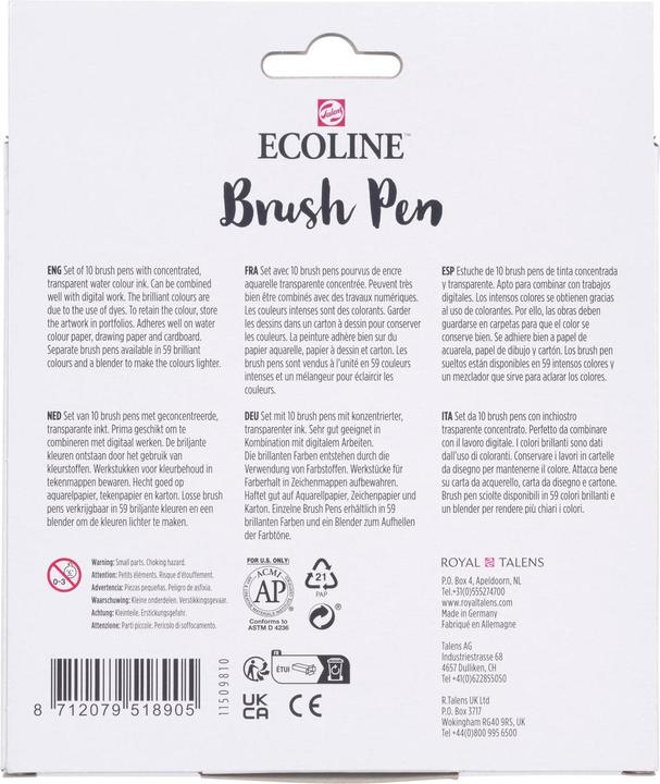 Produktbild Talens Ecoline Brush Pen Set (Mehrfarbig, Rot, 10 x)