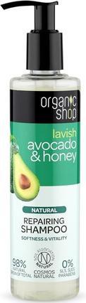 Produktbild Organic Shop Natural Repairing Shampoo Natural Regenerating Hair Shampoo Avocado & Honey 280Ml (280 ml, Flüssiges Shampoo)
