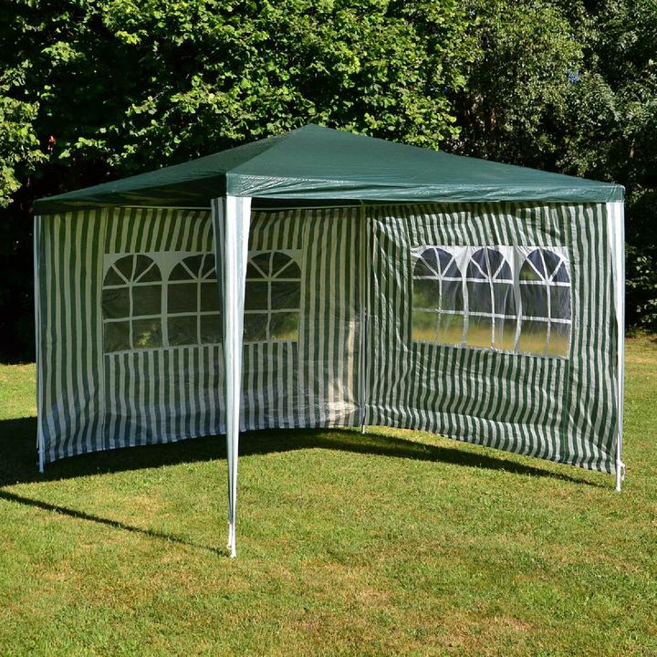 Actual product image VCM Pavillon 3x3 m in grün weiss PE Plane 2 Seitenteile Partyzelt Gartenzelt Zelt (300 cm, 300 cm)