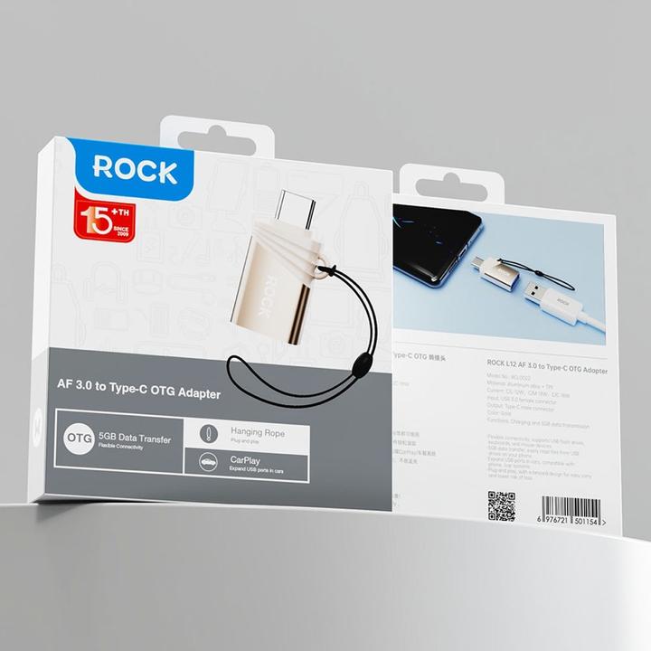 Produktbild Rock - L12 USB-A 3.0 zu Type-C OTG Adapter, Gold (USB-A, USB Typ C)