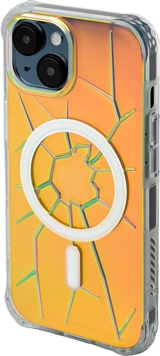 Actual product image Kingxbar MagSafe PQY Crack Series silicone case for iPhone 15 - holographic (Apple iPhone 15)