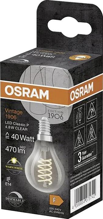 Productafbeelding Ledvance LED druppellamp (E14, 4.80 W, 470 lm, 1 x, F)