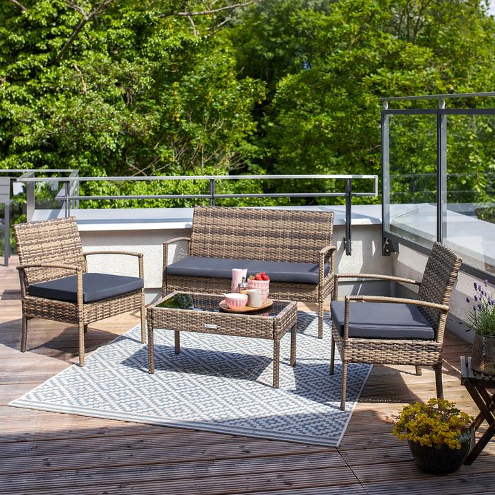 Immagine prodotto tectake Set di mobili da giardino in rattan Sparta 3+1
