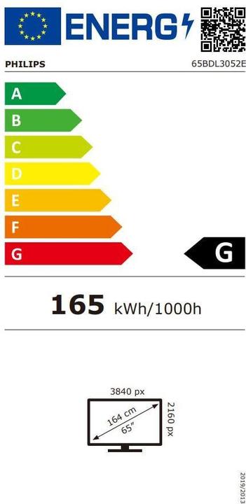 Energy Label Philips E-Line 65BDL3052E /UHD/ /Android8.0 (3840 x 2160 Pixels, 65")