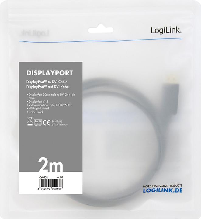 Actual product image LogiLink DisplayPort — DVI (3 m, DisplayPort)