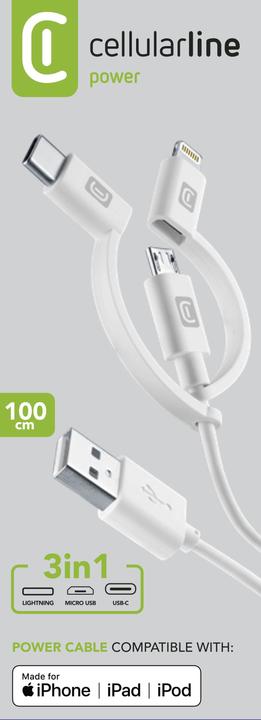 Immagine prodotto Cellularline Cavo USB triplo (1.20 m, USB 2.0)