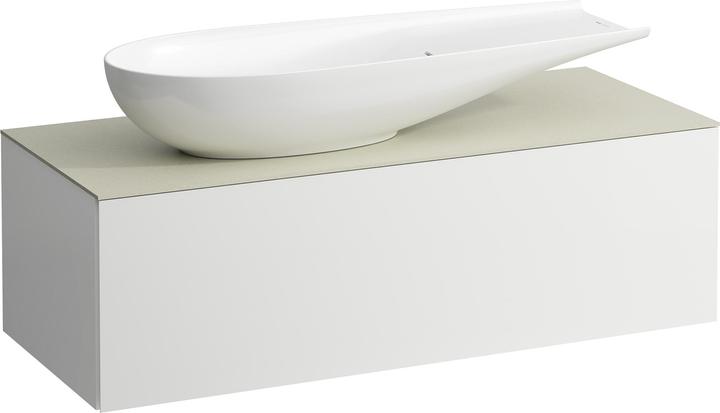 Laufen Il Bagno Alessi Schubladenelement, 1 Hahnloch, Steinplatte Calce Avorio, Ausschnitt links, 12