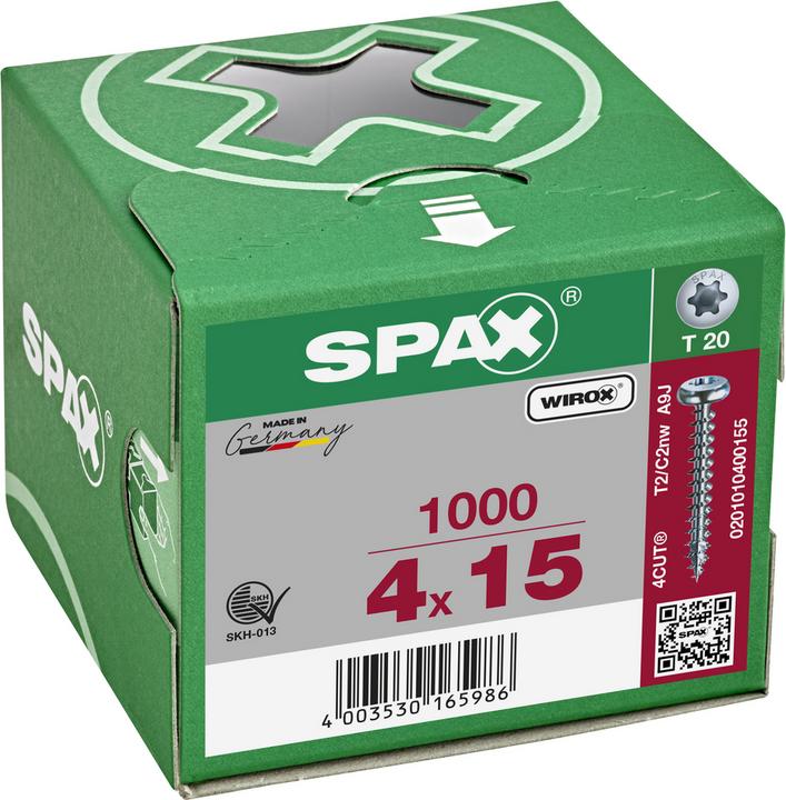 Produktbild Spax Spanplattenschraube, Torx, panhead, GrÃ¶ÃŸe 4,0 x 15 mm (1000 Schrauben pro Stück)