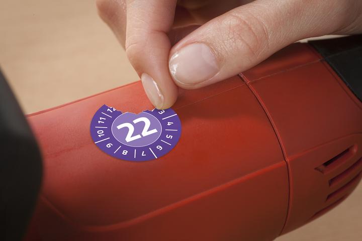 Actual product image Avery Dennison Purpose form test badges, 2022, NoPeel, violet, 20 mm peel-off proof, made of security foil, backlit
