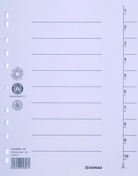 Produktbild Donau Trennblätter, karton, a4, 235x300mm, 1-10, 10 blatt, orange
