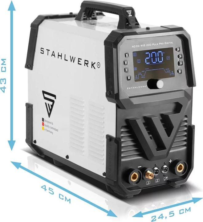 Actual product image Stahlwerk Shielding gas welder AC/DC TIG 200 Pulse Pro Digital Fully equipped