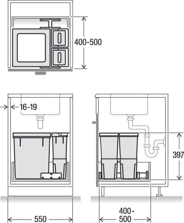 Actual product image Müllex X-LINE X55 garbage bin (50.80 l)