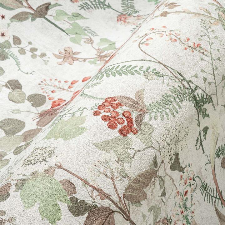 Produktbild A.S. Création Blumentapete Landhaus Vintage Tapete Weiss Grün Rot Vliestapete Blumen floral (53 x 1005 cm)
