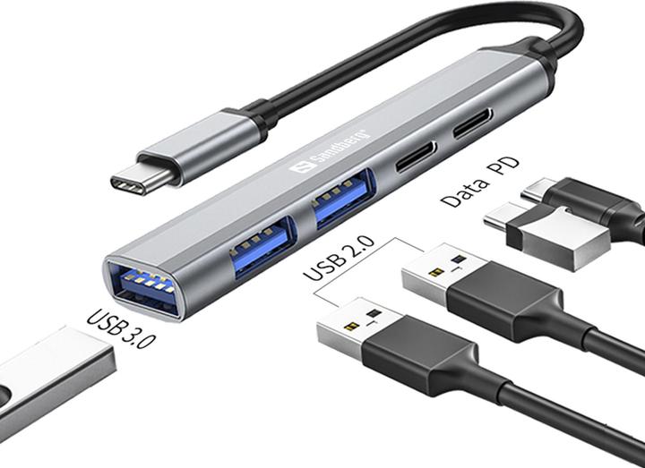 Actual product image Sandberg USB-C to 3xUSB-A+2xUSB-C SAVER (USB-C, 5 Ports)