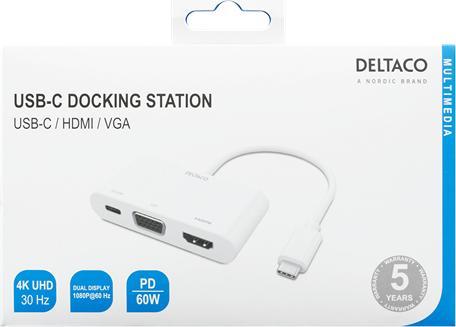 Actual product image Deltaco USBC-HDMI20 notebook dock/port replicator Wired USB 3.2 Gen 2 (3.1 Gen 2) Type-C White (USB-C)