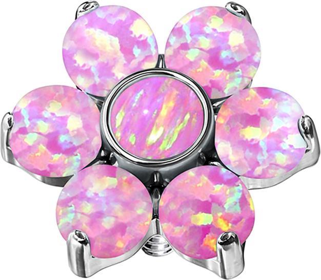 Star Piercing Dermal Anchor Blume Opal pink (ohne Messing, Chirurgenstahl 316L)