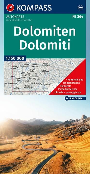 Produktbild Auto- und Panoramakarte Dolomiten / Dolomiti / Dolomites 1:150.000