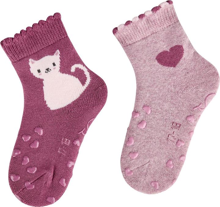 Image du produit Sterntaler Antirutsch-Socken 2er Set Katze Beerenrosa Gr. 17/18 (lot de 2, 17 - 18)