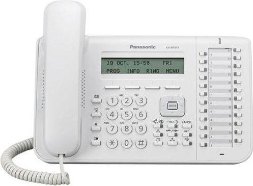 Actual product image Panasonic KX-NT543NE IP system phone white 3 lines LCD display backlit Plantronics EHS 24 keys PoE XML