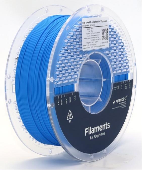 Actual product image Gembird High Speed PLA filament - Bl - 1.75mm - 1 kg (PLA, 1.75 mm, 1000 g, Blue)