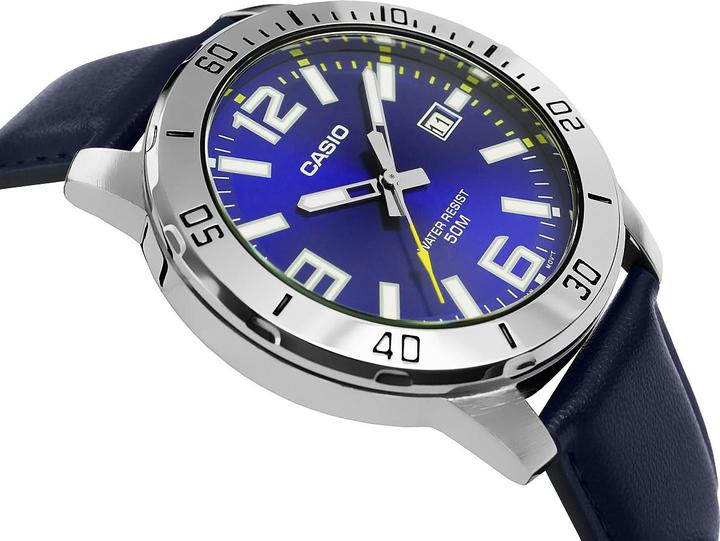 Image du produit Casio MTP-VD01L-2BV Hommes Enticer Bande en cuir bleu Cadran bleu Casual Analog Sporty Watch (220 mm)