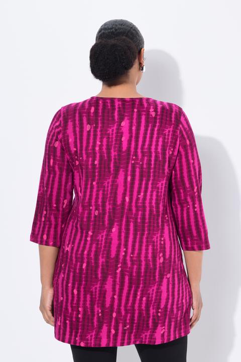 Immagine prodotto Ulla Popken Longshirt, Batikmuster, A-Linie, V-Ausschnitt, 3/4-Arm (50, 52)