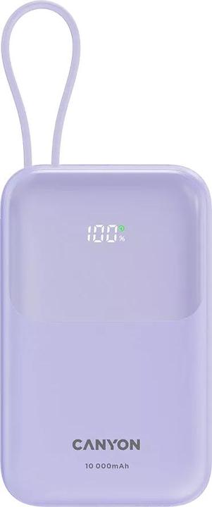 Actual product image Canyon power bank OnPower 101 built-in cable 10000 mAh PD22.5W Purple (10000 mAh, 22.50 Wh)