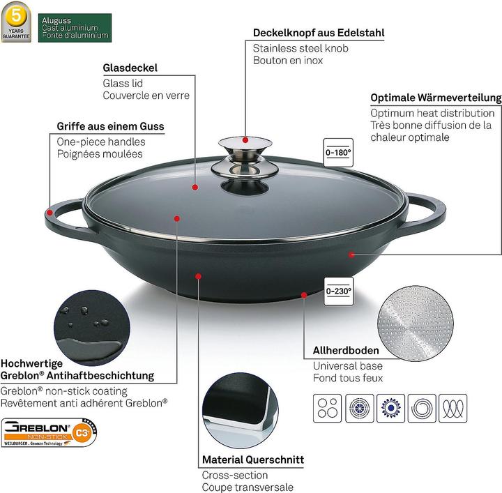 Image du produit Kela Kerros (32 cm, Wok, Fonte d'aluminium)