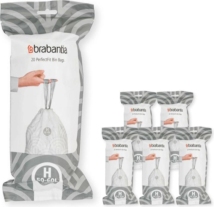 Productafbeelding Brabantia PerfectFit Vuilniszakken - 50/60 l - Code H - 6 rollen x 20 stuks (120 x, 60 l)