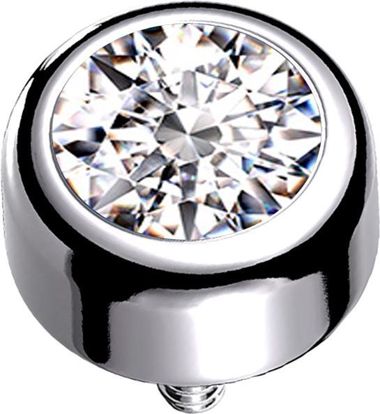 Star Piercing Dermal Anchor Zylinder silber mit Kristall silber (ohne Messing, Titan G23)