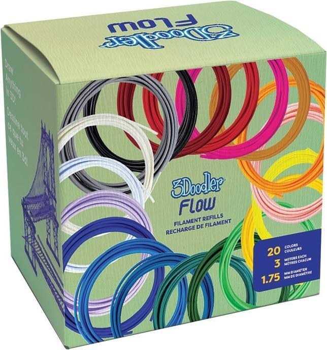 Image du produit 3Doodler Flow zwoje 1,75 mm,4,8m/ 20 szt. (PLA, 1.75 mm, 300 g, Vert, Pink, Noir, Jaune, Bleu, Transparent, Orange, Blanc, Violet, Or)