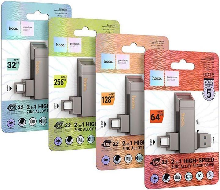 Produktbild Hoco Memory cards pendrive USB A + USB C UD15 64GB USB3.2 (64 GB, USB-A, USB-C)