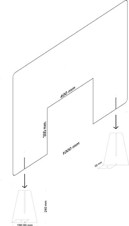 Produktbild Schutzwand Version 3, 100 x 67 x 0.4 cm (10.50 cm, 71.50 cm)