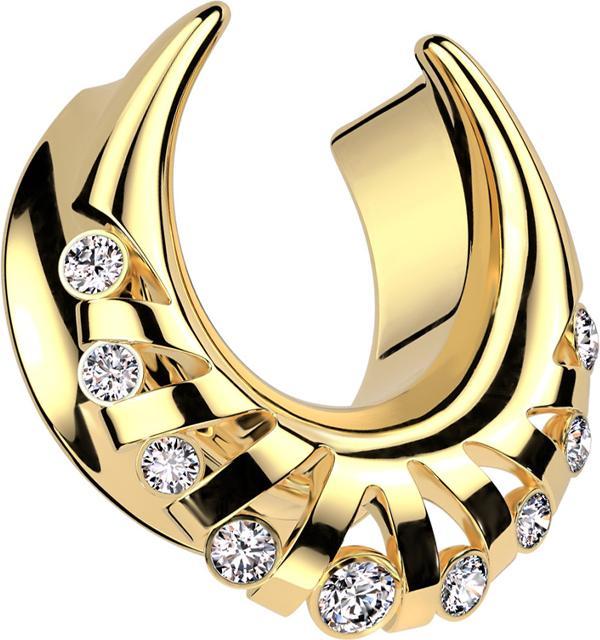 Star Piercing Sattel vergoldet Strahlen mit Kristallen silber (Chirurgenstahl 316L)