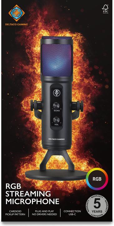Actual product image Deltaco Gaming RGB Microphone