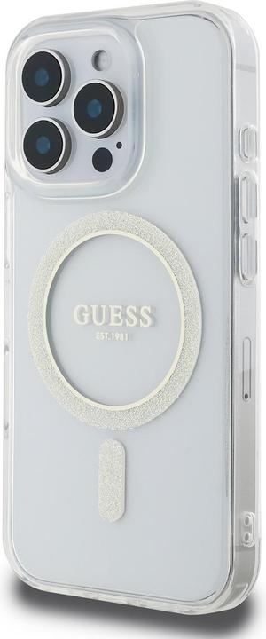 Actual product image Guess GUHMP16LHFGERET iPhone 16 Pro 6.3" przeźroczysty/transparent hardcase IML Glitter Circle MagSa (Apple iPhone 16 Pro)