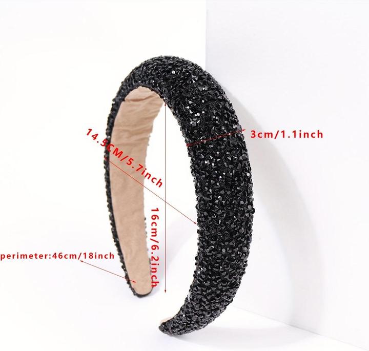 Image du produit Alopini Vintage large bandeau bridé, élégant strass bandeau décoratif, bandeau de cheveux en fausse perle