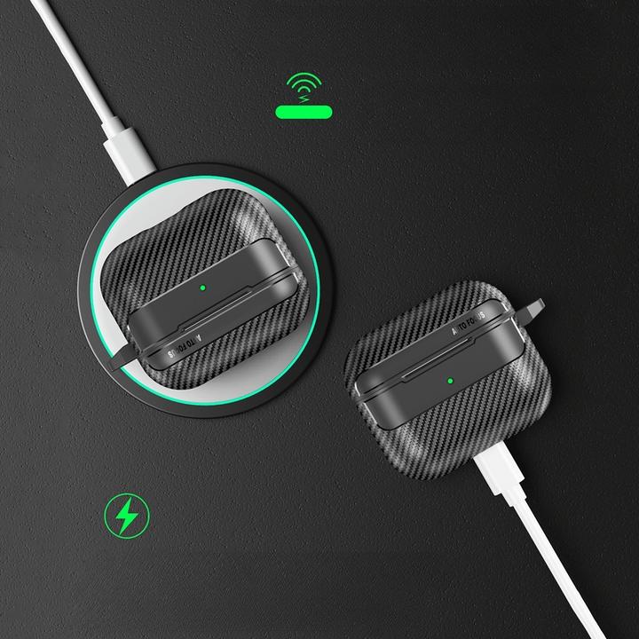 Image du produit Cover-Discount Airpods Pro 2 - Étui en silicone look carbone noir (Manchon pour casque d'écoute)