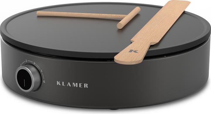 Produktbild KLAMER Crepes Maker, Grosse Backfläche mit 33cm Ø antihaftbeschichtete Platte, 1500W